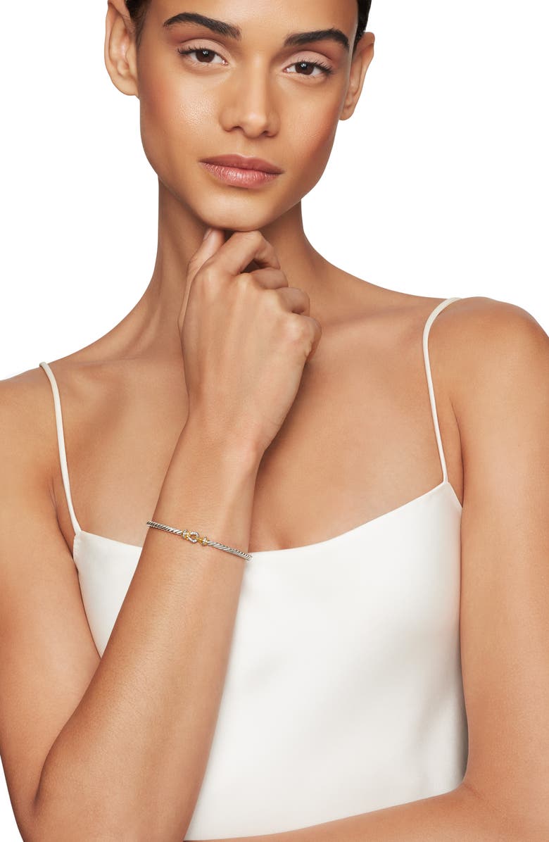 David Yurman /Buckle Classic Cable Bracelet in Sterling Silver with 18K Yellow Gold and Diamonds, Alternate, color, Yellow Gold/ Silver/ Diamond