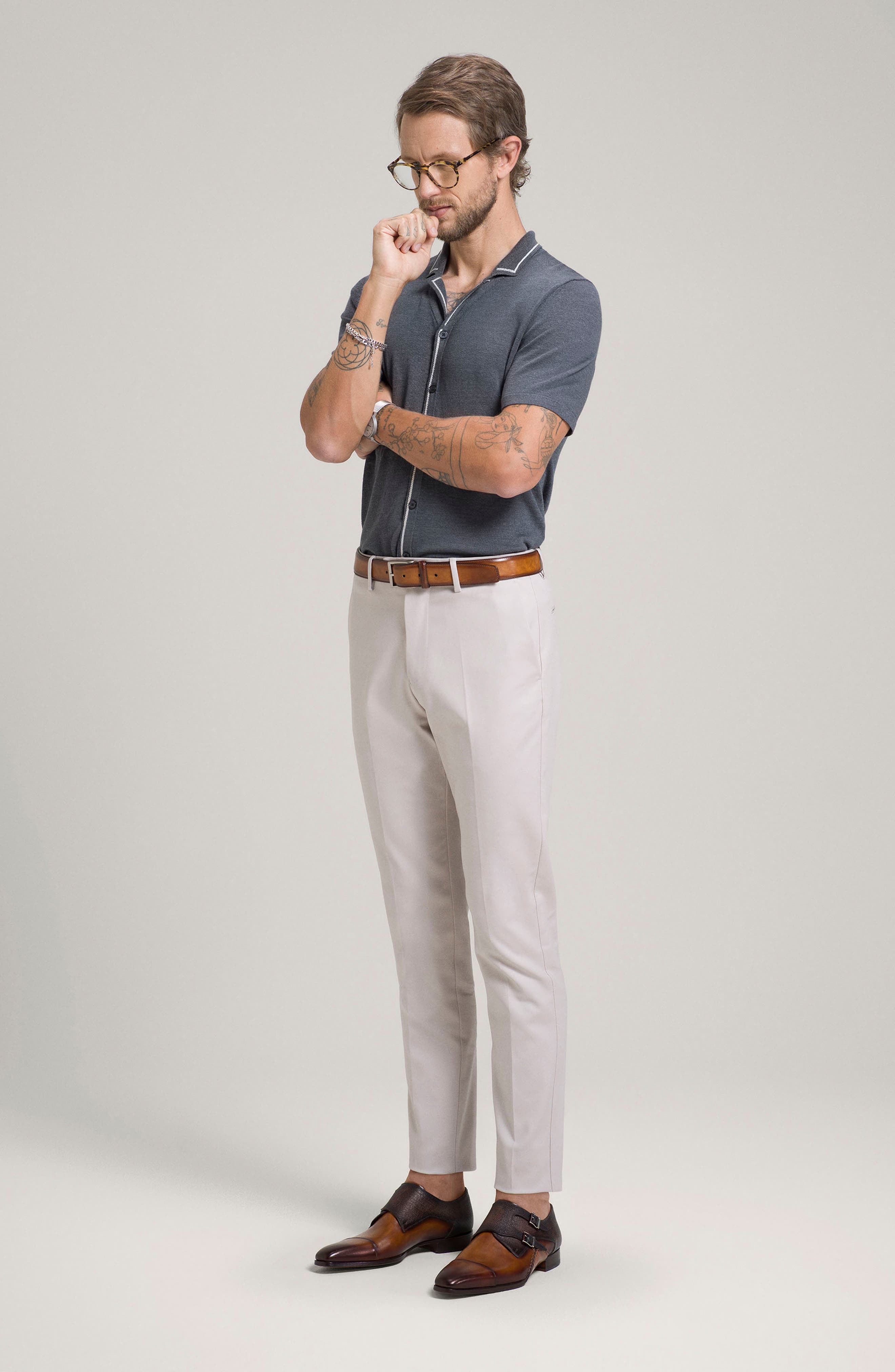 Magnanni Ondara II Double Monk Strap Shoe, Alternate, color, Cuero