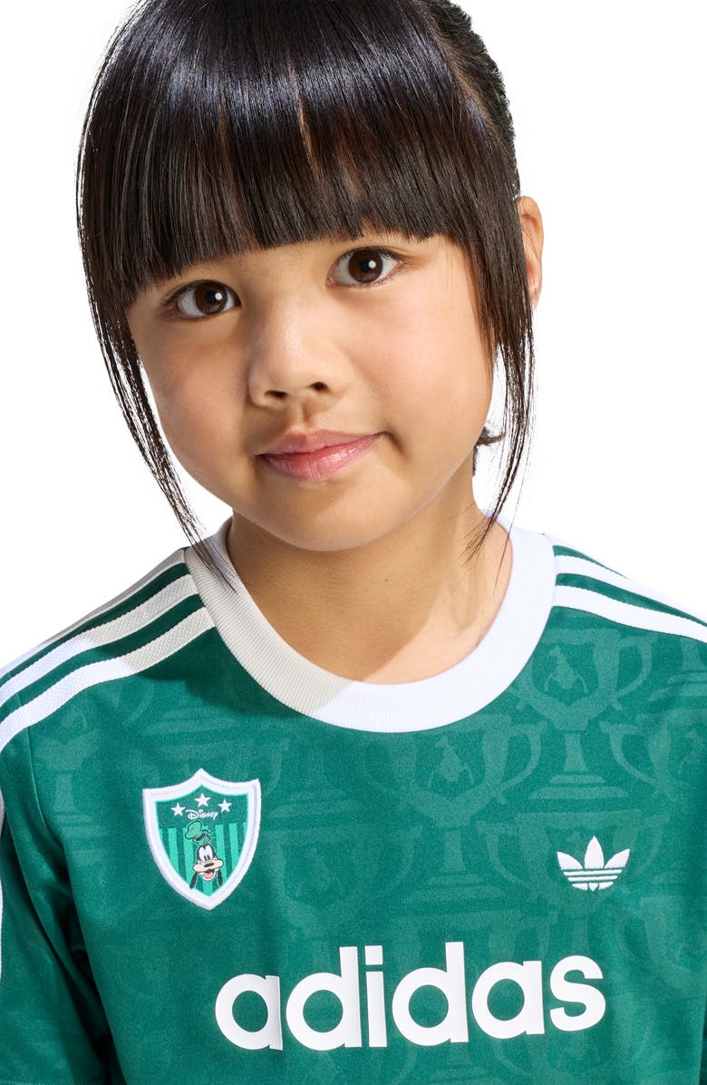 adidas Originals x Disney Kids' Goofy Jersey & Shorts Set, Alternate, color, Collegiate Green/ White