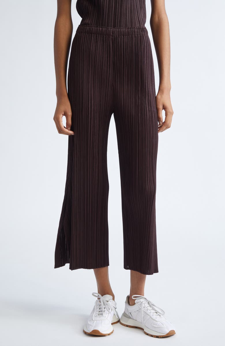 Pleats Please Issey Miyake Monthly Colors July Pleated Pants, Main, color, Dark Brown
