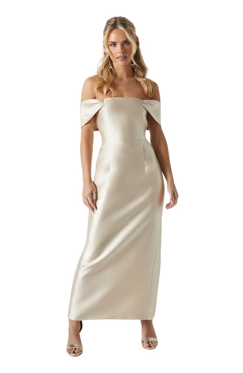 Coast Petite Column Midi Bridesmaid Dress, Main, color, Champagne