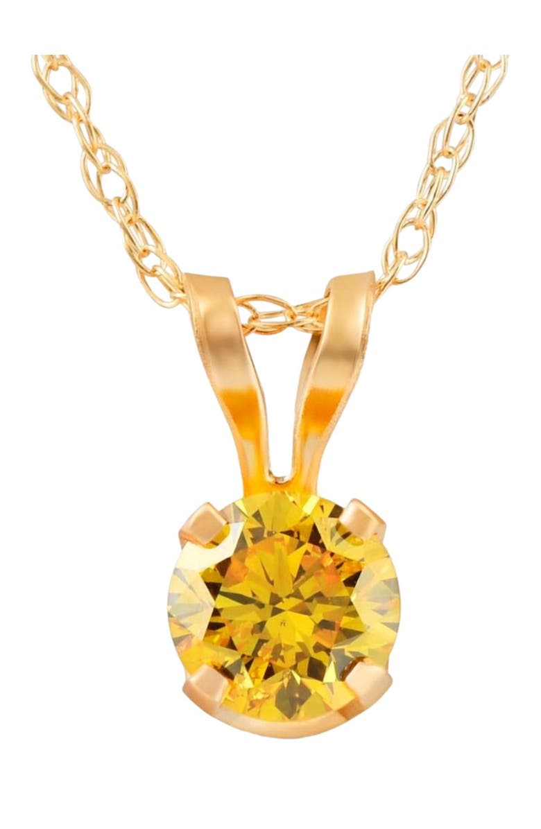 Bliss Diamond 1/4Ct Fancy Canary Diamond Lab Grown Pendant 14k Gold Necklace, Main, color, 