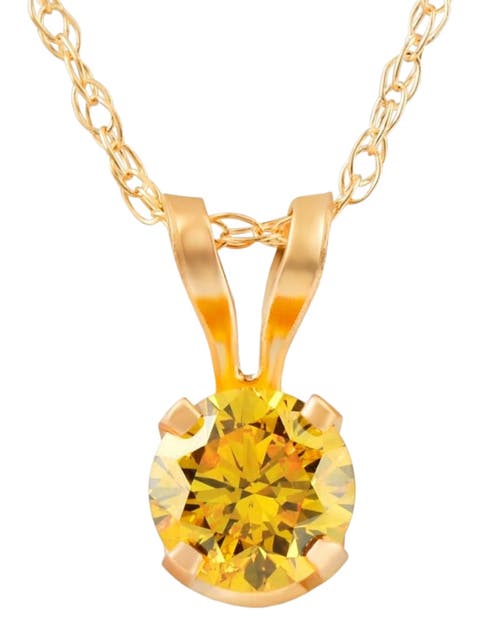 1/4Ct Fancy Canary Diamond Lab Grown Pendant 14k Gold Necklace