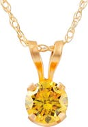 Bliss Diamond 1/4Ct Fancy Canary Diamond Lab Grown Pendant 14k Gold Necklace
