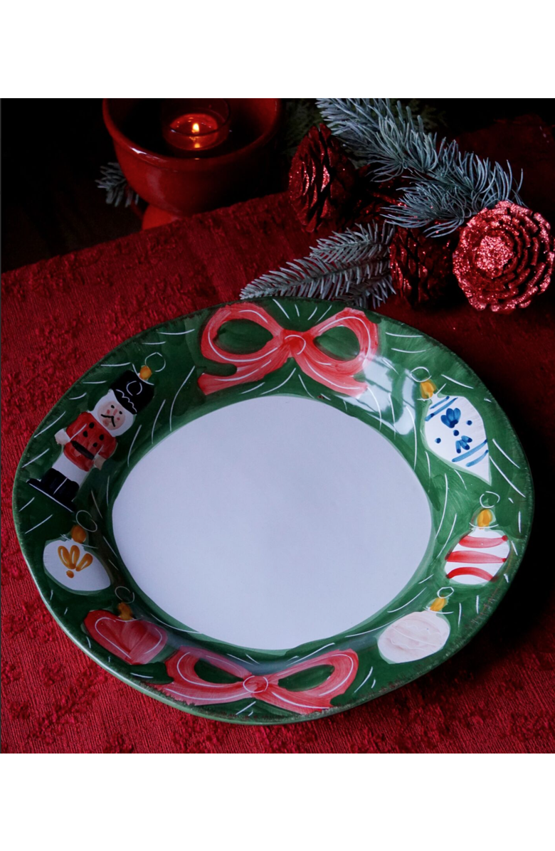 LA GABBIANELLA Christmas Serving Platter, Round, Alternate, color, White