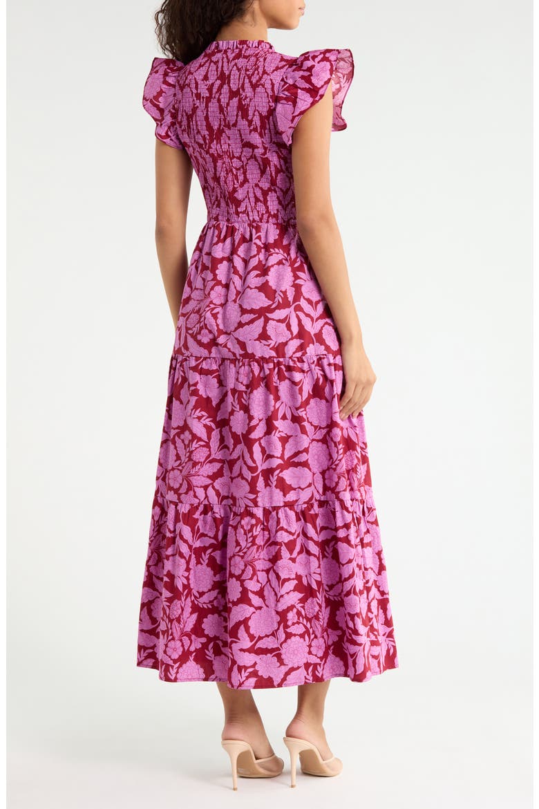 Sunfire Floral Cotton Sundress, Alternate, color, BURGUNDY-PINK