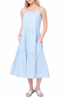 GIBSONLOOK Tie Shoulder Tiered Midi Dress