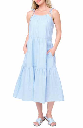 GIBSONLOOK Tie Shoulder Tiered Midi Dress