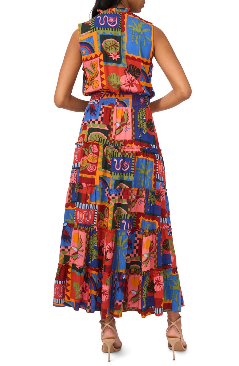 Halogen<sup>®</sup> Tie Keyhole Sleeveless Tiered Maxi Dress, Alternate, color, Cinnabar