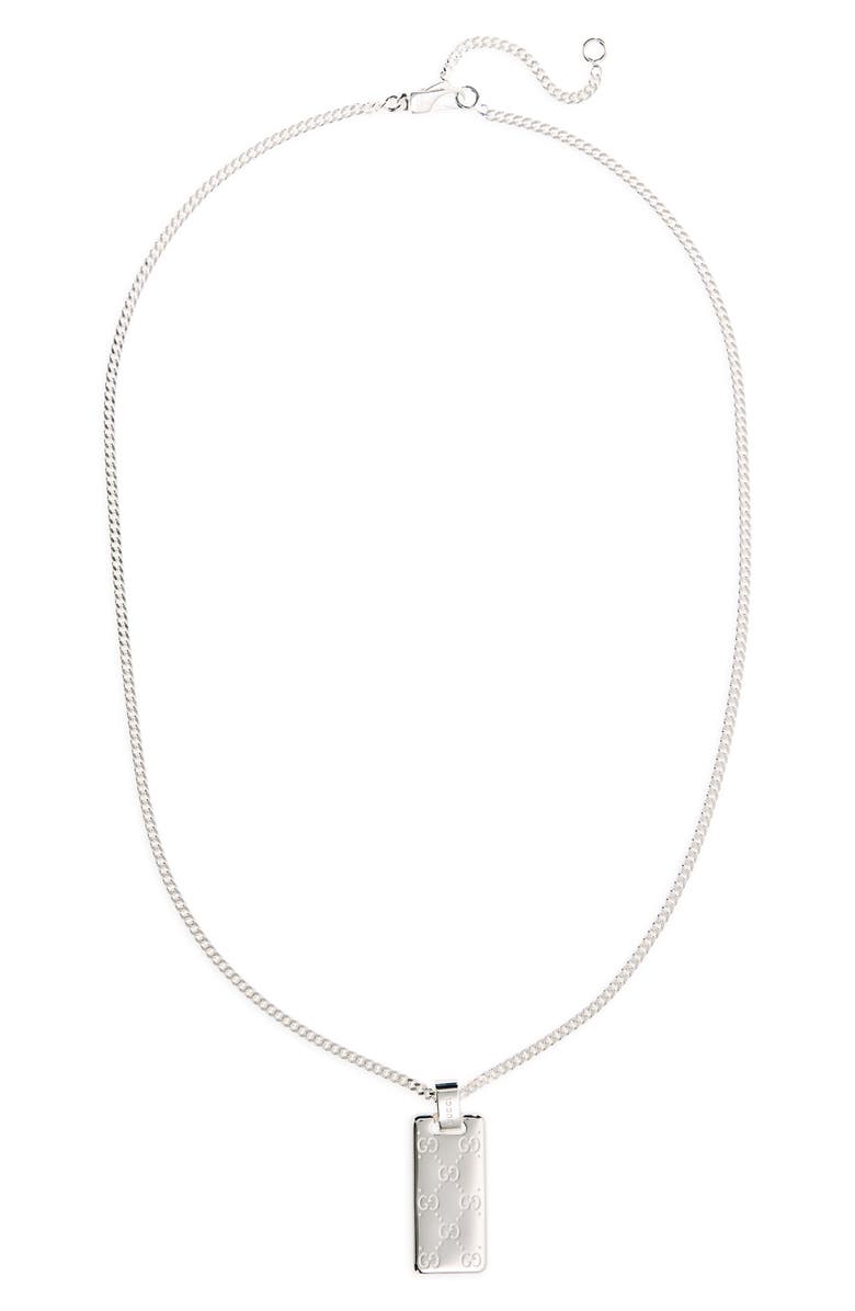 Gucci Signature Tag Pendant Necklace, Main, color,
