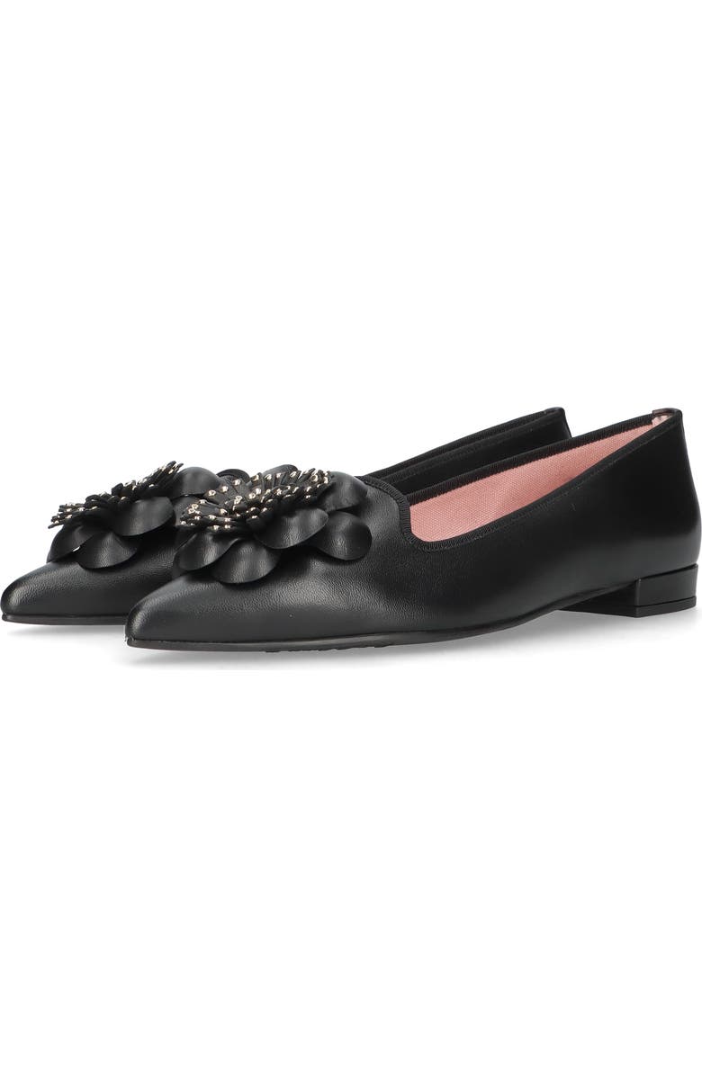 Pretty Ballerinas Pointed flower ballet flat, Alternate, color, Black