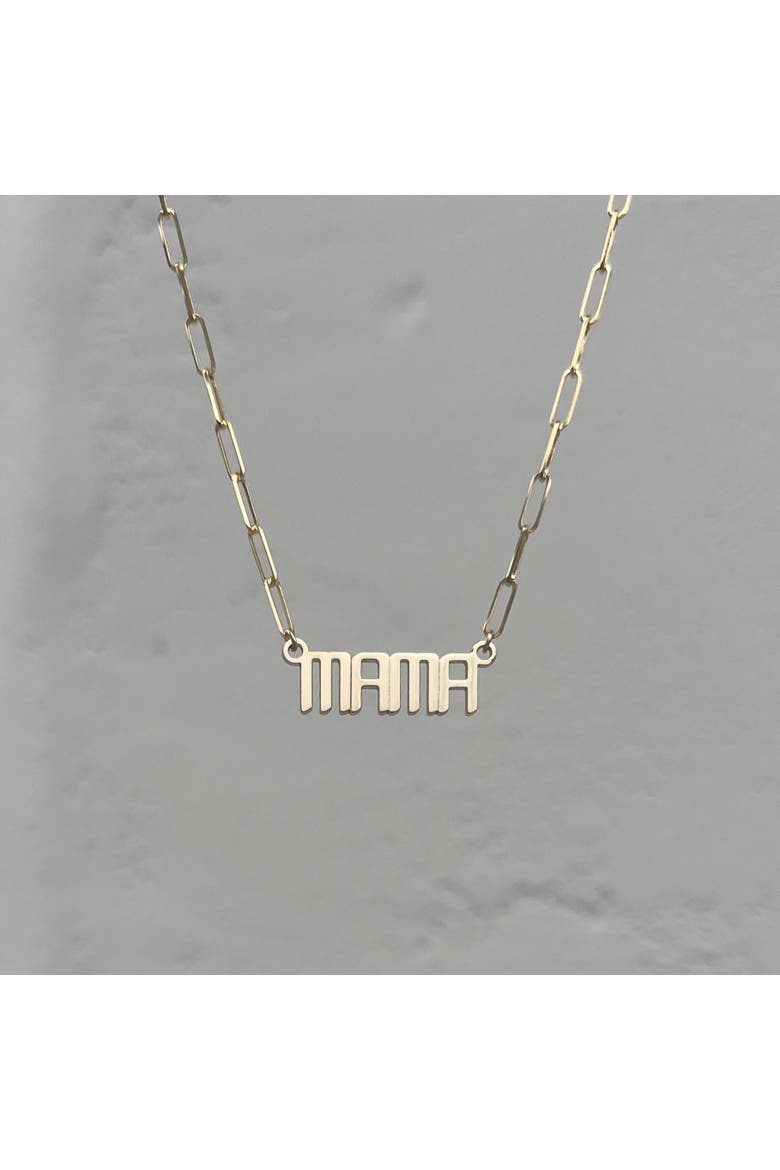 The Signature Mini Mama Nameplate Necklace, Alternate, color, Gold