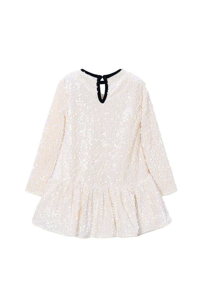 Sequin Velvet Bow Dress, Alternate, color, Ivory