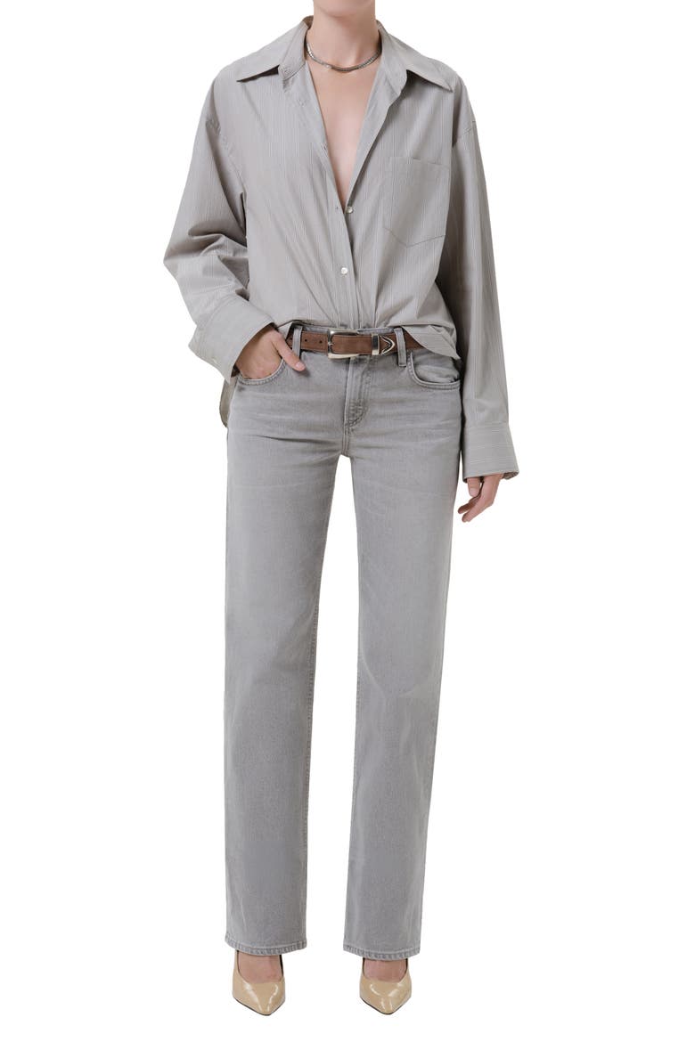 Thea Oversized Cotton Boyfriend Shirt, Alternate, color, MARSEILLE STRIPE GRY MULTI ST