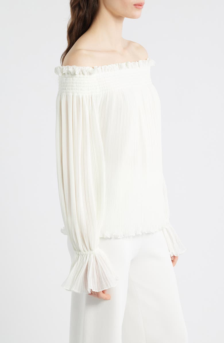 KOBI HALPERIN Elizabeth Plissé Off the Shoulder Top, Alternate, color, Ivory