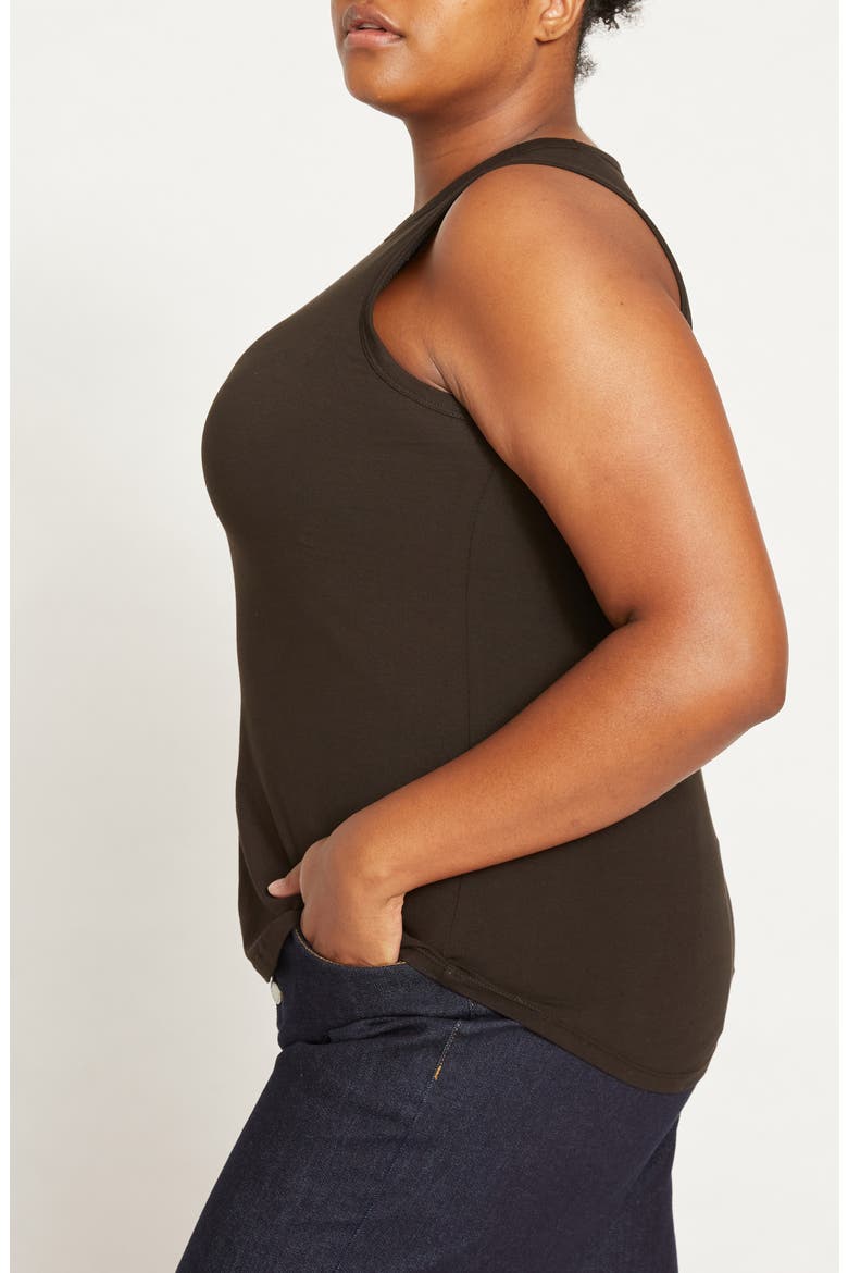 Cai Stretch Pima Cotton Tank, Alternate, color, BLACK