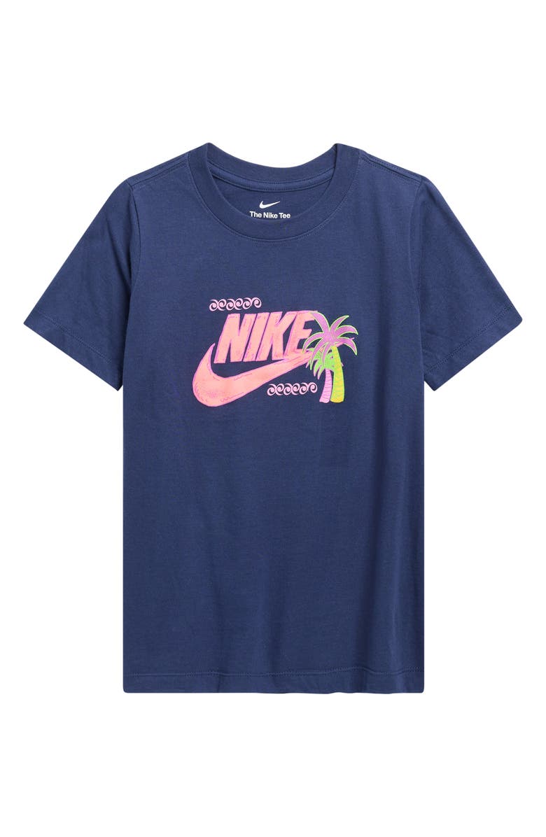 Nike Kids' Swoosh Palms Graphic T-Shirt, Main, color, Midnight Navy