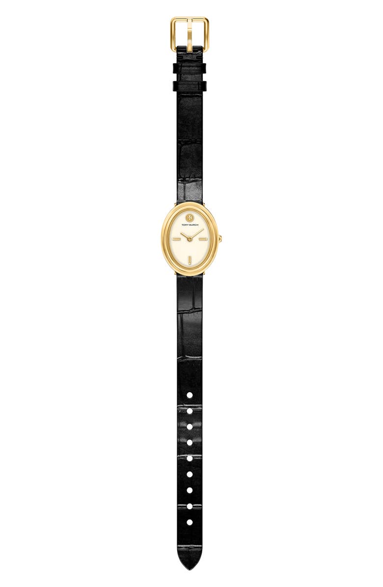 Tory Burch The Oval Leather Strap Watch, 22mm x 28mm, Alternate, color, 