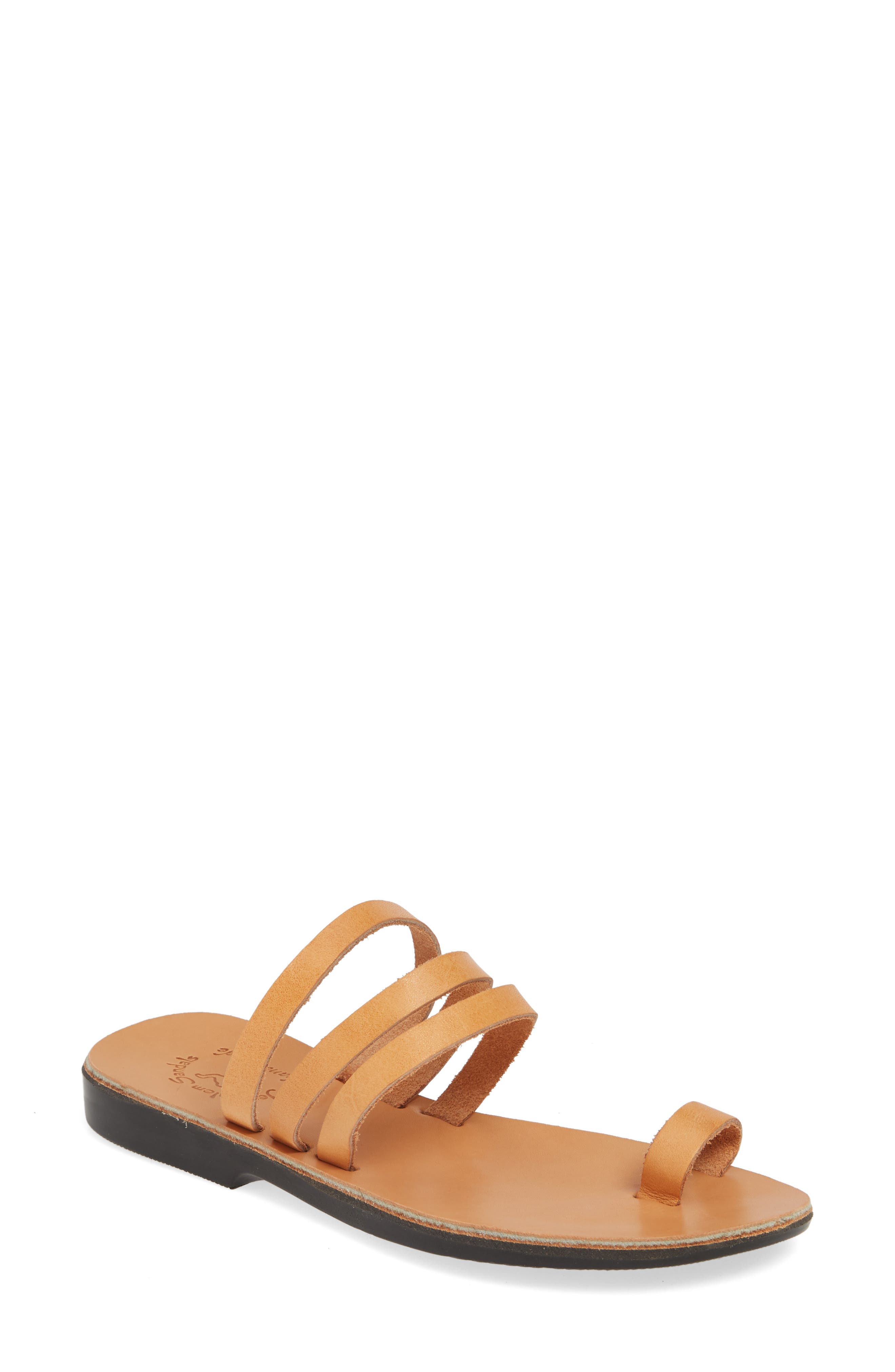 Angela Slide Sandal, Main, color, TAN LEATHER