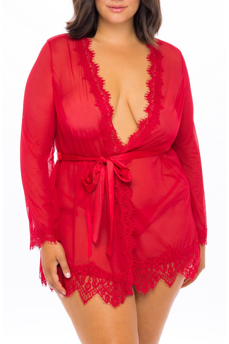 Provence Lace Trim Wrap, Main, color, RED