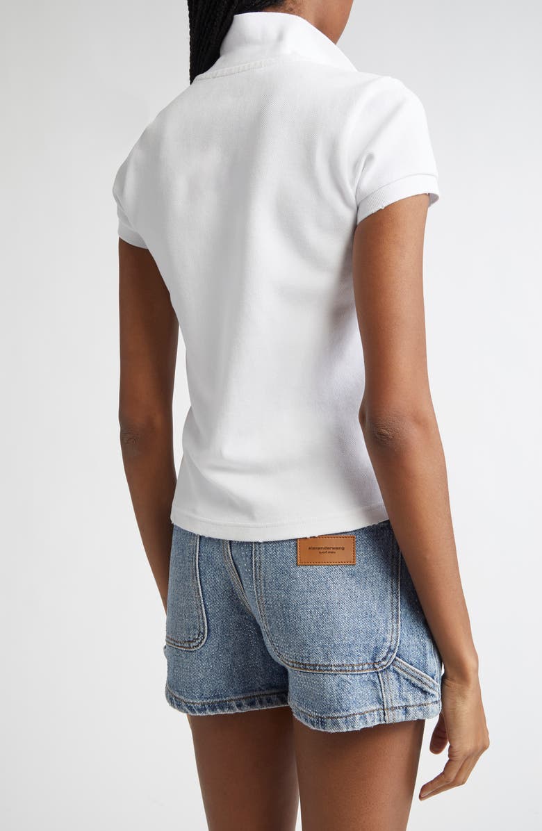 Alexander Wang Deconstructed Shrunken Piqué Polo Cardigan, Alternate, color, 