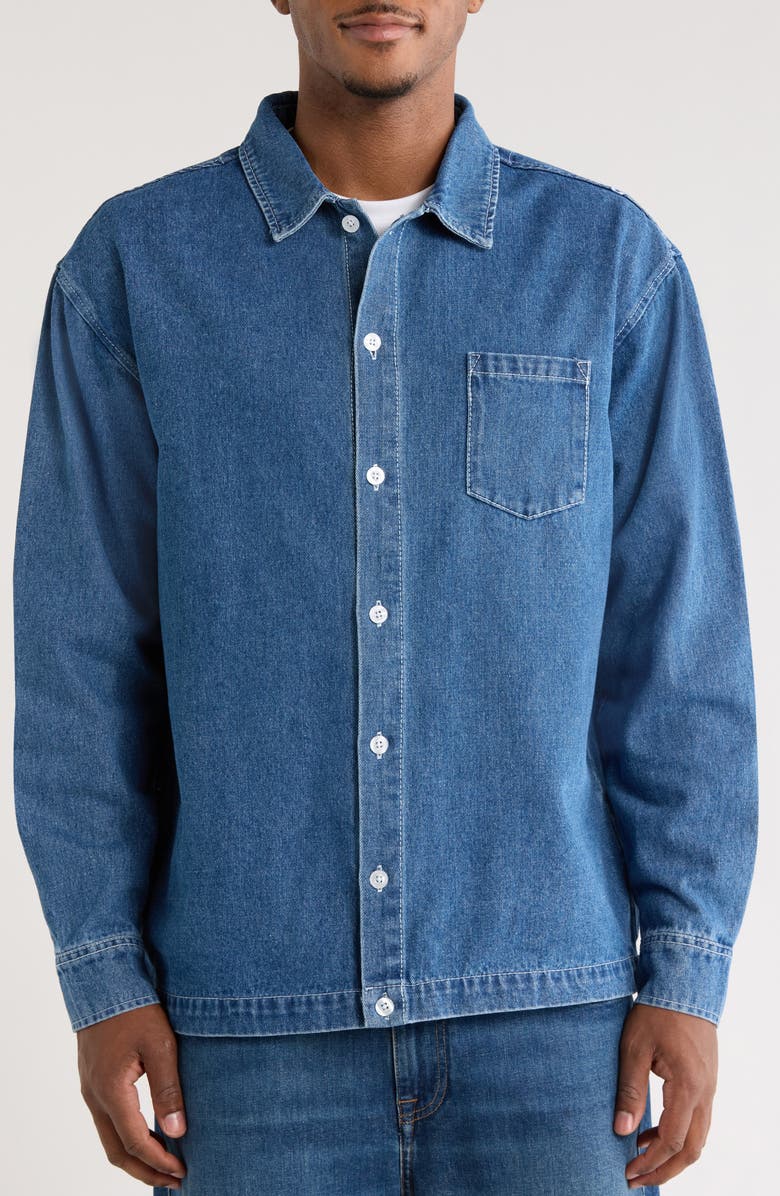 SANTO STUDIO Tinari Denim Button-Up Shirt, Alternate, color, Indigo Stone Washed