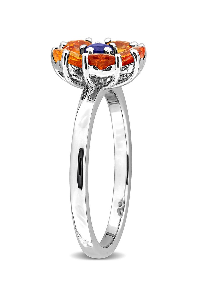 Sterling Silver Orange & Blue Sapphire Flower Ring, Alternate, color, MULTICOLOR