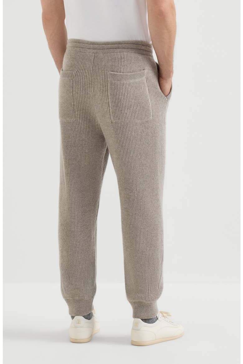 Cashmere English rib knit joggers, Alternate, color, Stone Grey