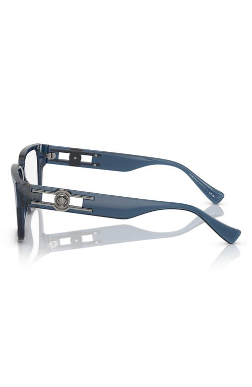 Versace 55mm Rectangular Optical Glasses In Blue Transparent