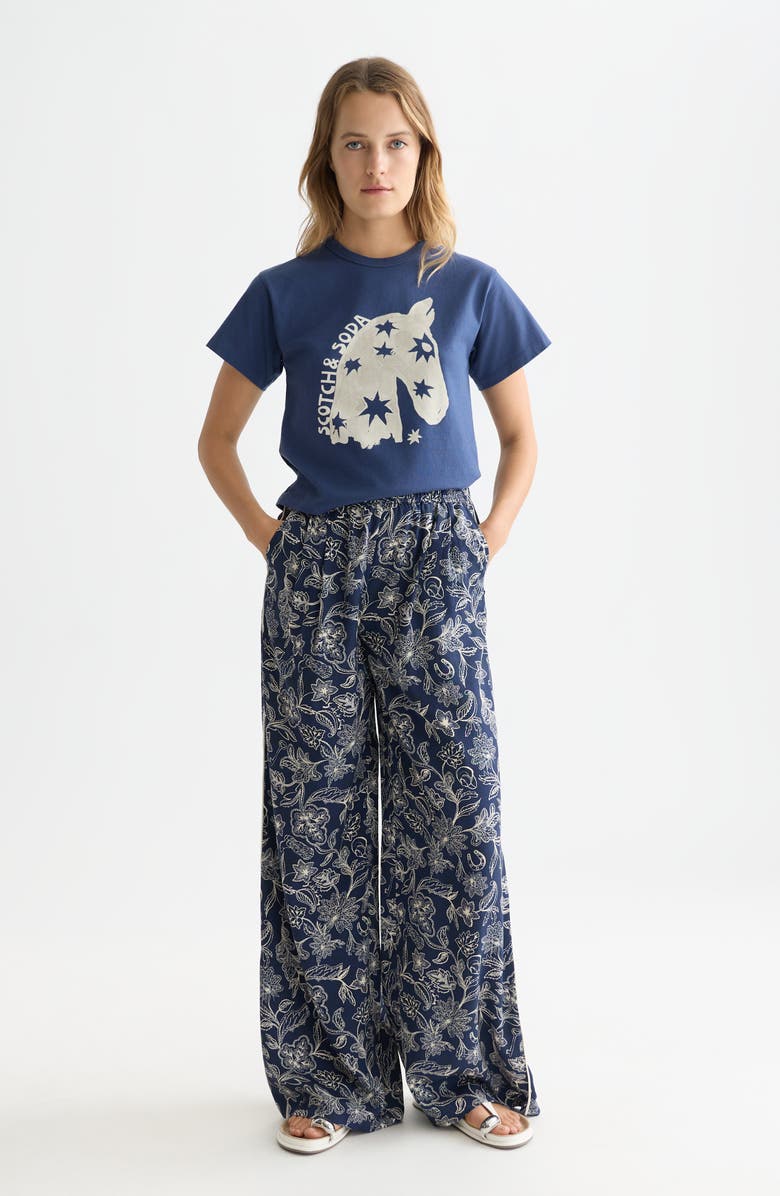 Scotch & Soda Eleni Print High Waist Wide Leg Pants, Alternate, color, Lucky Bandana Dress Blues