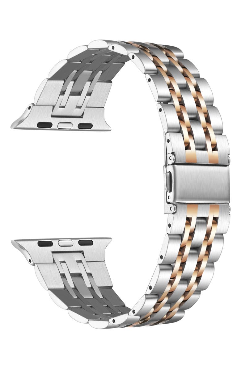The Posh Tech Rainey Two-Tone Apple Watch<sup>®</sup> SE & Series 7/6/5/4/3/2/1 Watchband, Alternate, color, Silver/Rose Gold