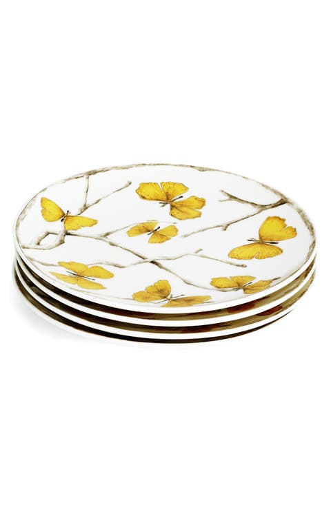 Butterfly Ginkgo Set of 4 Tidbit Plates