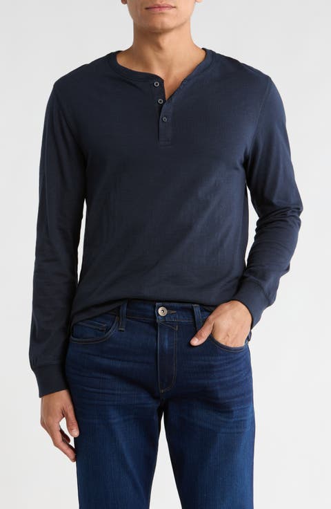 Regular Fit Long Sleeve Slubbed Cotton Henley