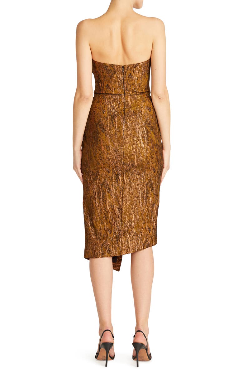 Theia Marcy Metallic Strapless Cocktail Dress, Alternate, color, 