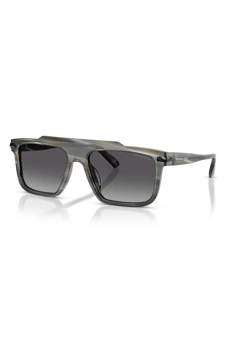 Michael Kors Boston 57mm Polarized Square Sunglasses, Alternate, color, Charcoal Horn / Grey Polar