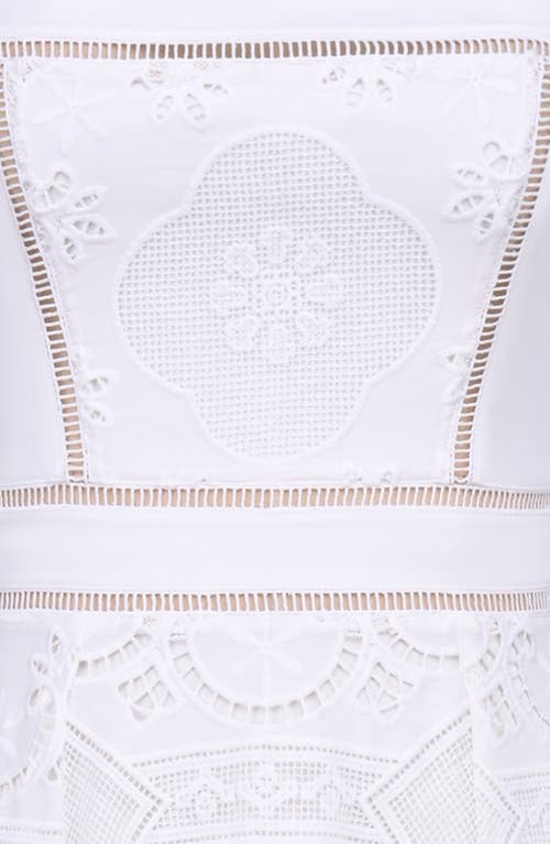 House Of Cb Womens White Ava Broderie-anglaise Stretch-cotton Midi Dress In White