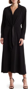 Vince Split Neck Long Sleeve Dress