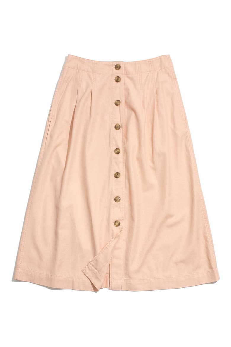 Patio Button Front Midi Skirt, Main, color, BASHFUL BLUSH