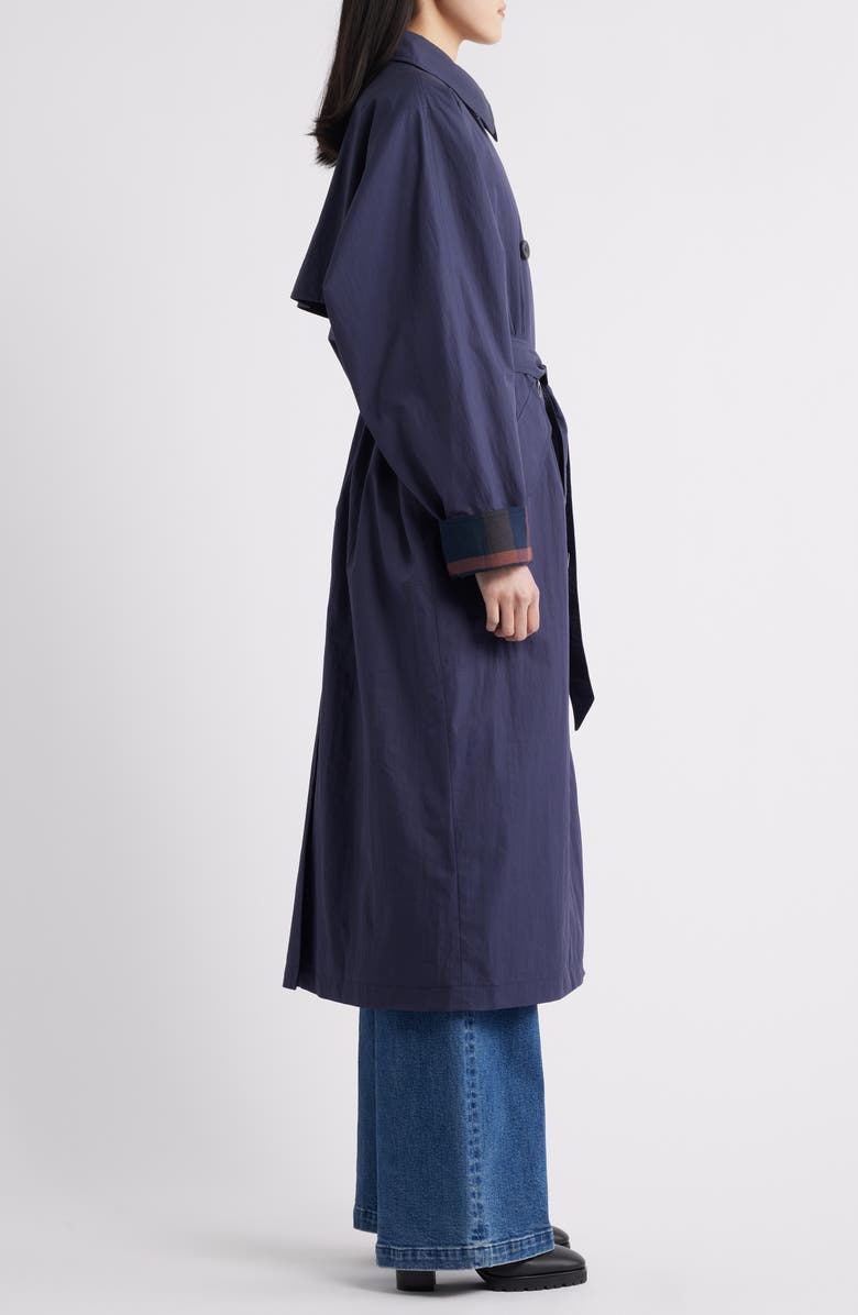 Bernardo Longline Rain Trench Coat, Alternate, color, Navy