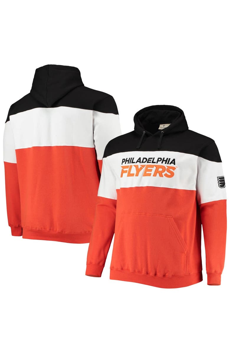 FANATICS Men's Fanatics Branded Black/Orange Philadelphia Flyers Big & Tall Colorblock Fleece Hoodie, Main, color, 