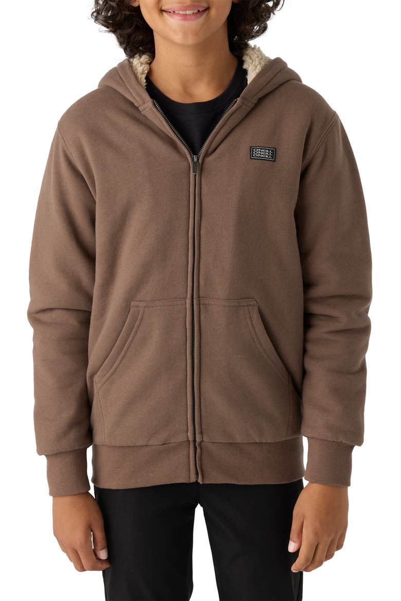 Kids' Fifty Two High Pile Fleece Lined Zip Hoodie, Main, color, CHOCOLATE