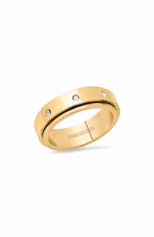 Men's 18k Gold Plated Crystal Spinner Ring
