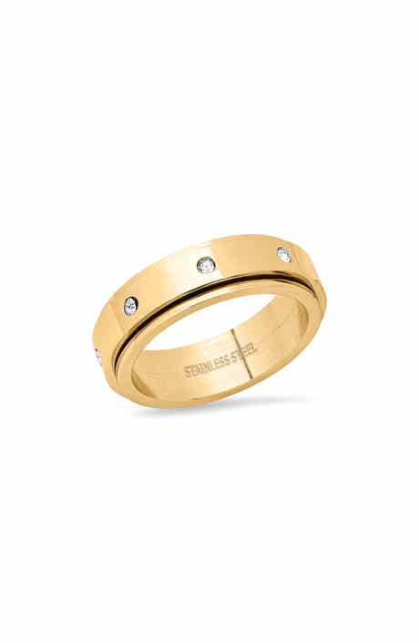 Men's 18k Gold Plated Crystal Spinner Ring