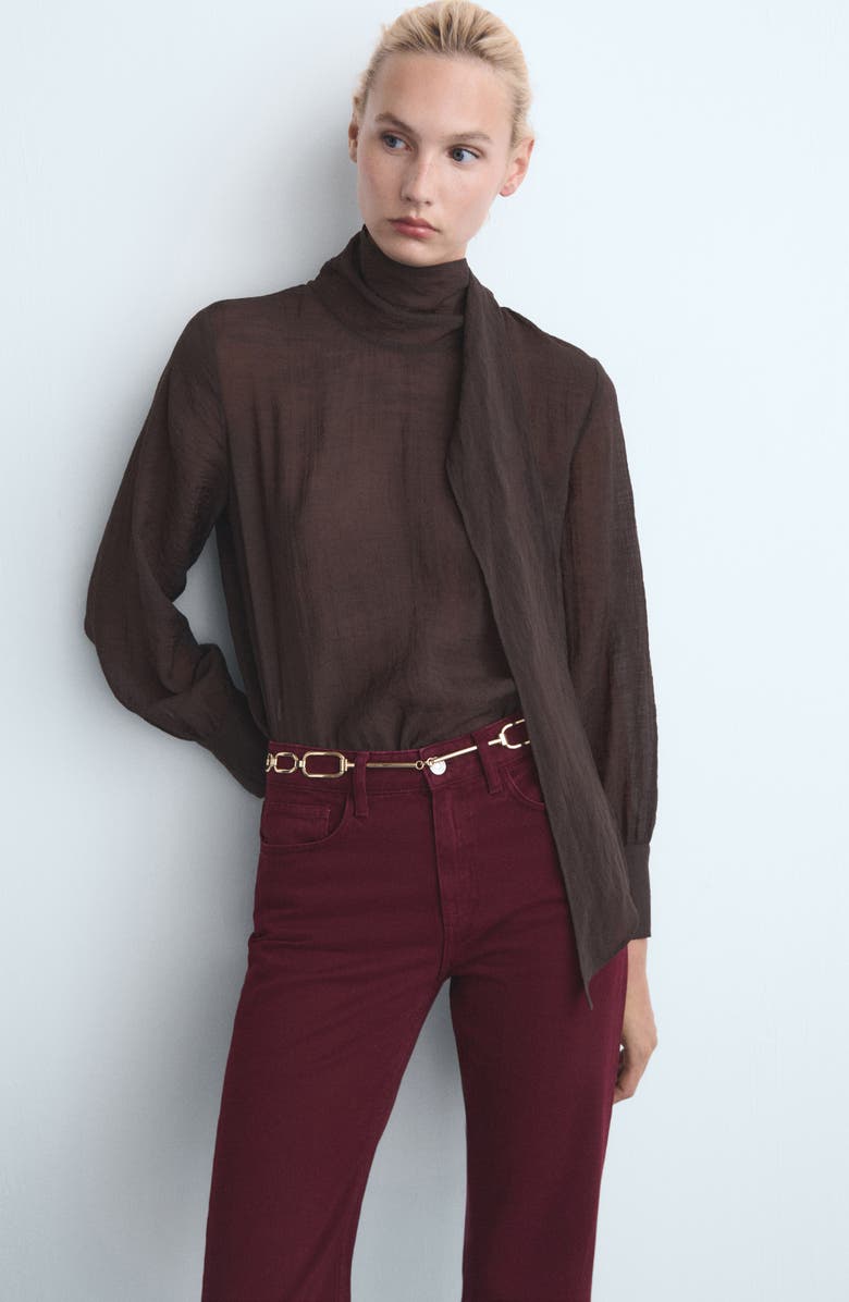 MANGO Matilda Mid Rise Straight Leg Jeans, Alternate, color, Wine