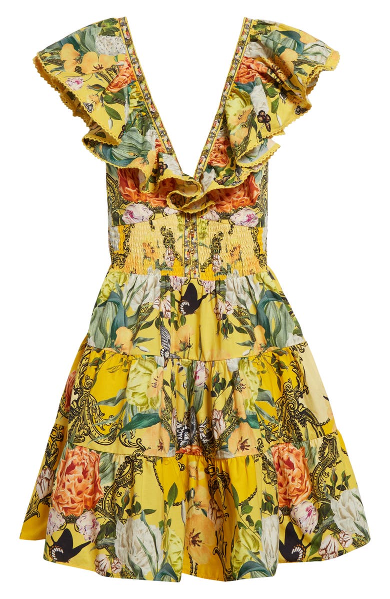 Camilla Paths of Gold Cotton Tiered Minidress, Alternate, color,