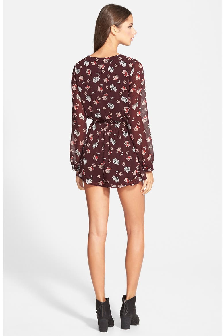 ASTR Surplice Front Romper (Nordstrom Exclusive), Alternate, color, BURGUNDY