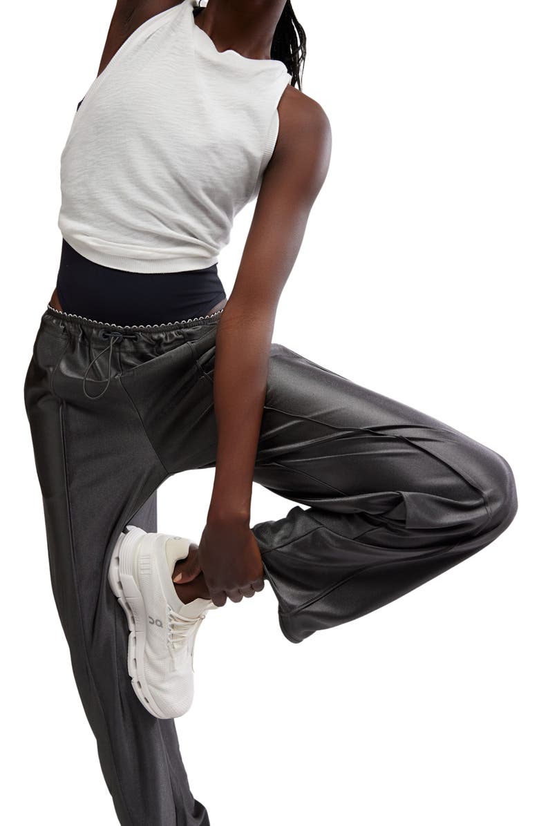 Free People FP Movement Roll With It Drawcord Pants, Alternate, color, Gun Metal