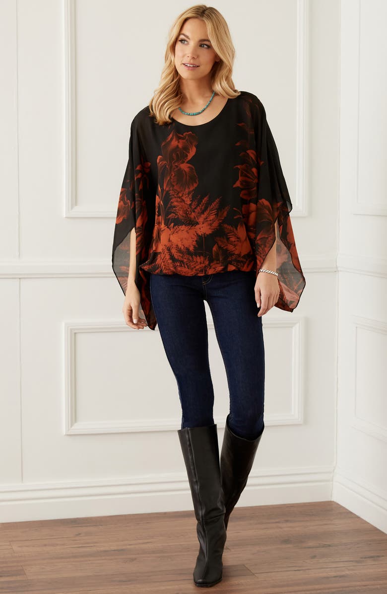 Karen Kane Blouson Scarf Top, Alternate, color, Print