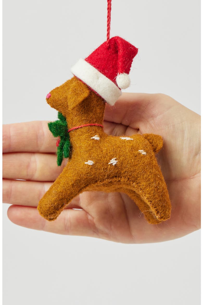 Santa Fawn Ornament, Alternate, color, BROWN