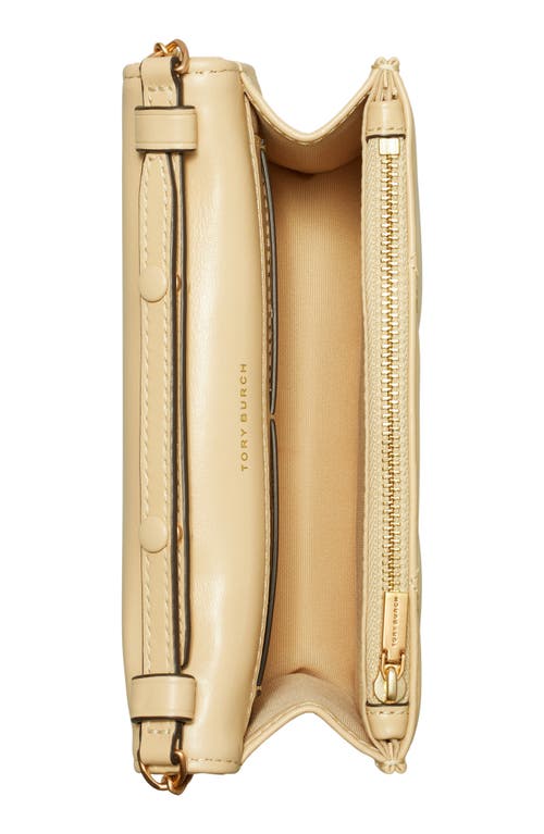Tory Burch Kira Mini Pave Logo Quilted Leather Wallet On Chain In Vanilla Soft Serve